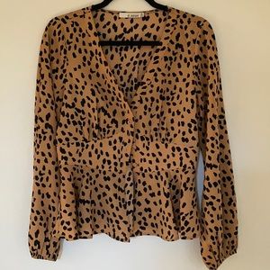 Forever 21 Cinched Waist Leopard Top